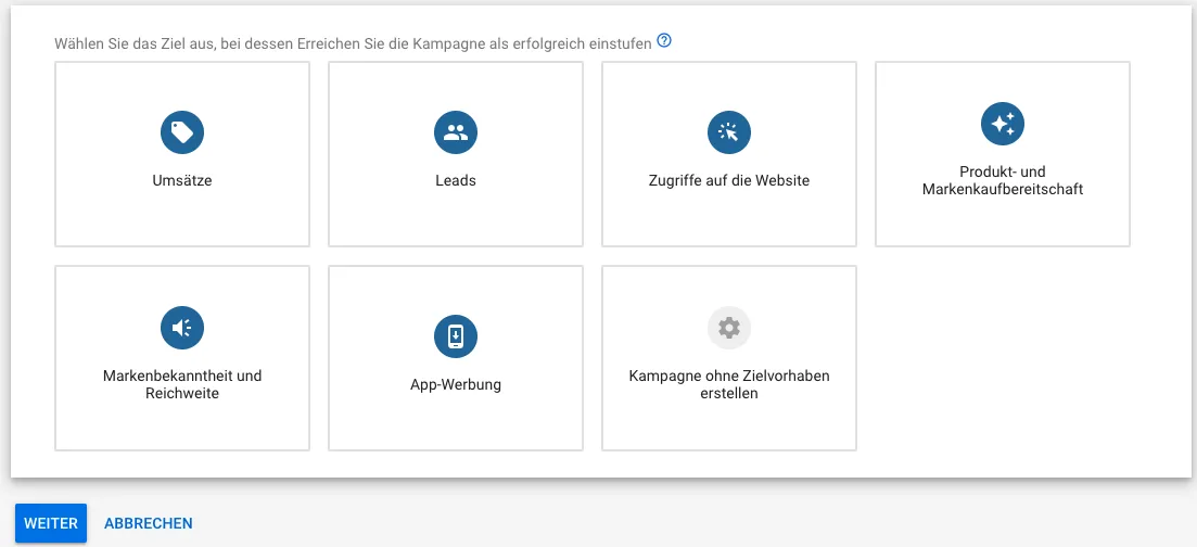 Google Ads Kampagnenart
