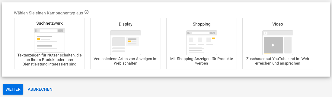 Google Ads Kampagnentyp