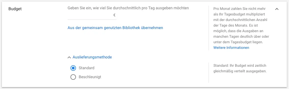 Tagesbudget festlegen