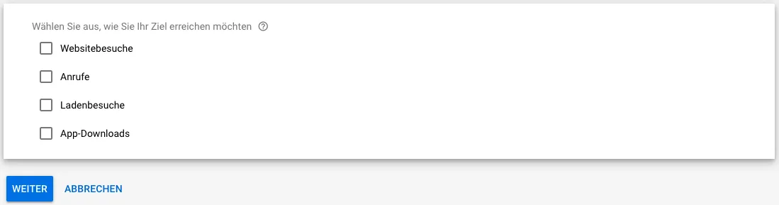 Google Ads Kampagnenziel