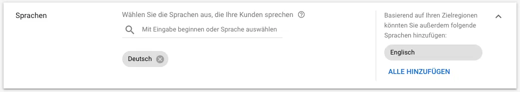 Spracheinstellungen